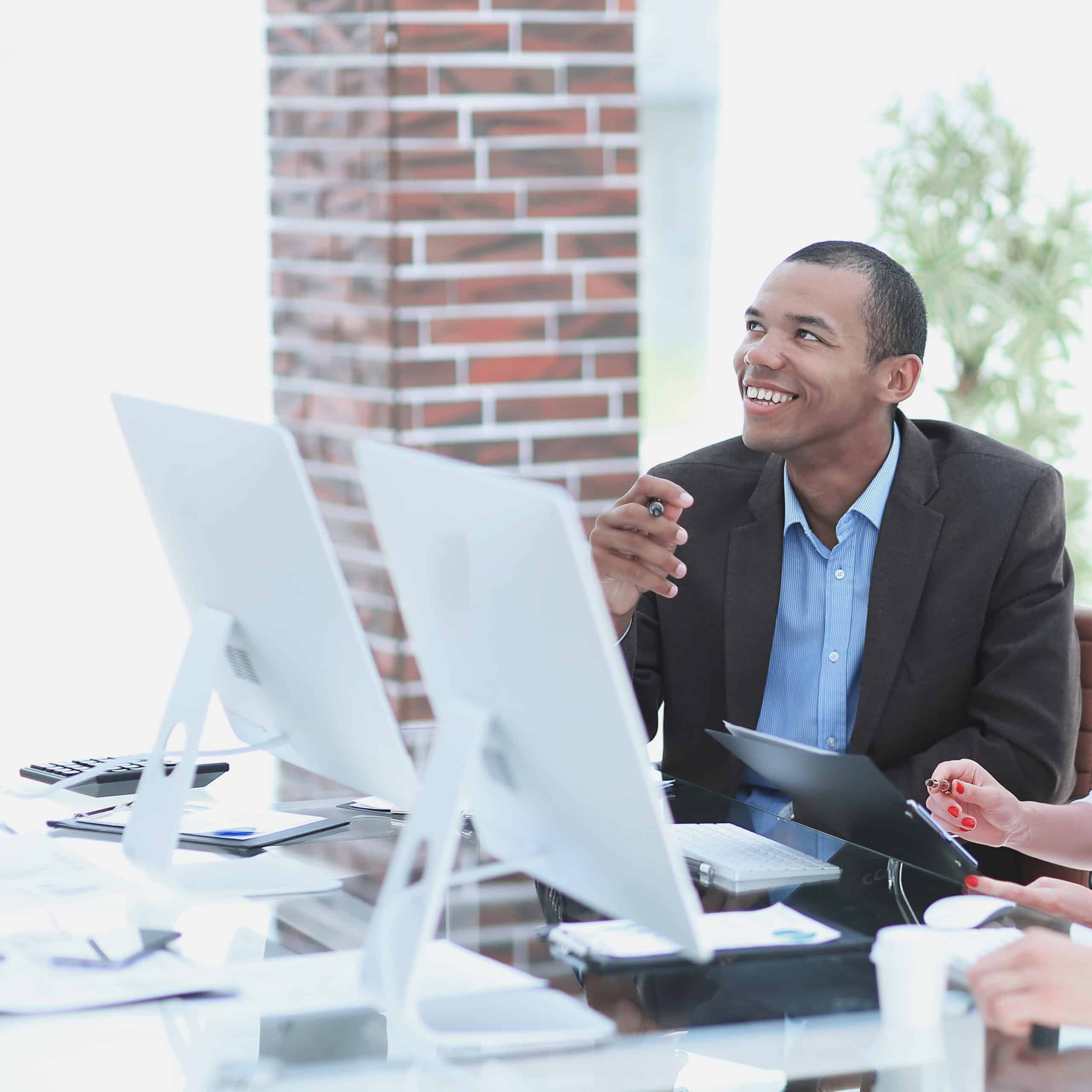 business team working together at desk in creative office.photo with copy space